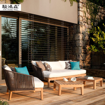 Nordic style outdoor rattan sofa hotel garden terrace courtyard balcony leisure combination Sunshine Room furniture