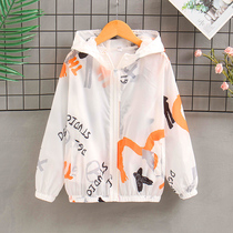 Boys  sunscreen clothing summer 2021 new middle and large childrens light breathable UV-resistant top childrens sunscreen clothing
