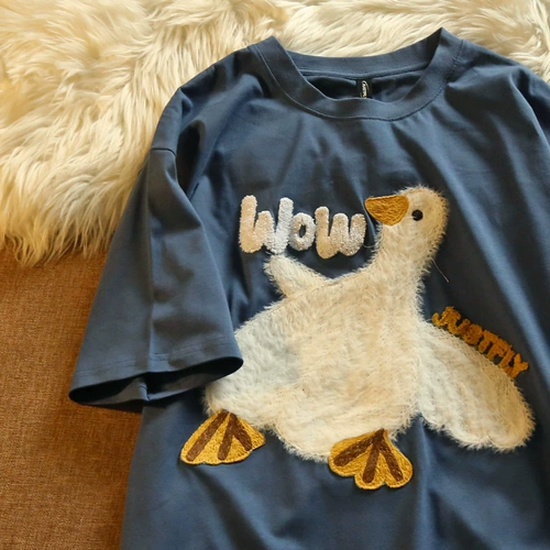 Пластырь, плюшевая кукла, брендовая футболка подходит для мужчин и женщин для влюбленных, утка, короткий рукав