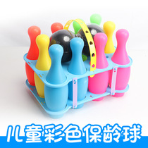 Childrens large color bowling set toy baby cartoon house parent-child interactive early education educational toy