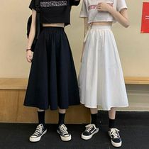 Autumn and summer 2020 new Korean white frock skirt student retro a word high waist pleated skirt skirt female ins