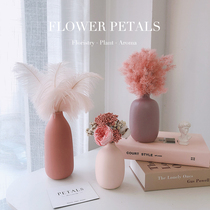 Pink ins Wind Net red dried flower bouquet forever flower real flower rabbit tail grass Reed with vase desktop home decoration
