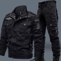 Special warfare black cotton suit mens wear-resistant anti-scalding welder labor insurance uniform training work camouflage clothing auto repair suit