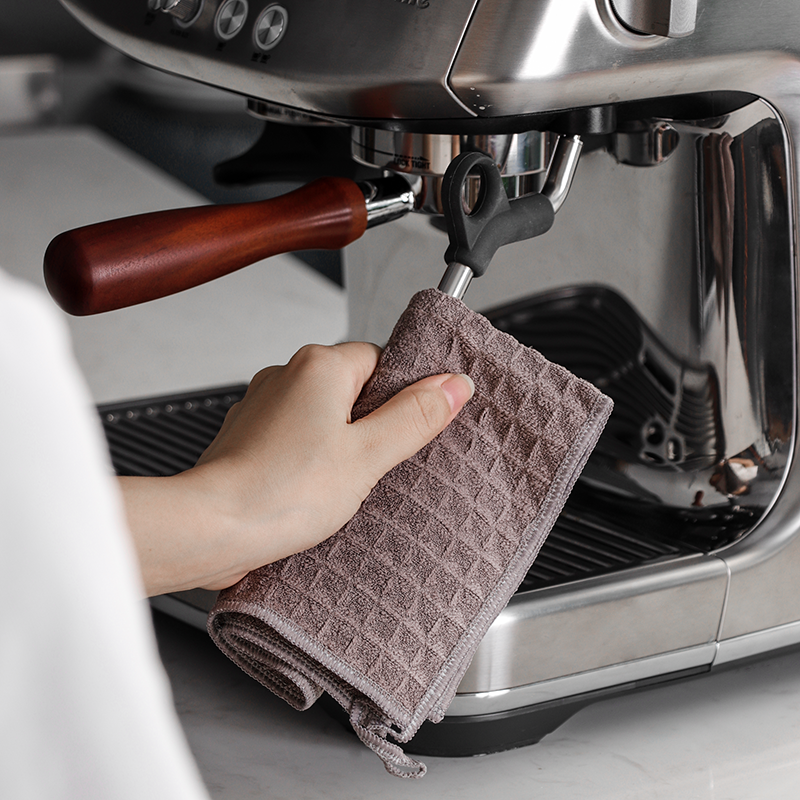 コーヒーマシンの掃除用雑巾、バーウェット＆ドライタオル、吸水性、速乾性、ストラップ、キッチン糸くずの出ないワッフル