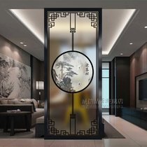  Art glass custom screen aisle partition living room double-sided frosted translucent painted tempered high-end door to see deer