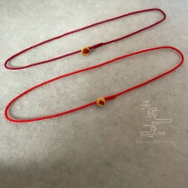 0 3mm huge four-strand braid 24K Gold Gold Gold small septum this year hand-made dark red rope bracelet anklet female