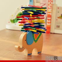 Elephant balance building blocks toys patience concentration training to build wooden sticks children parent-child interaction camel stacking music