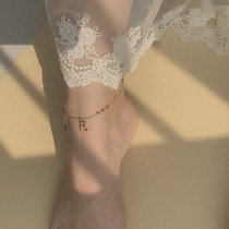 JRNJ custom letter Net red anklet 14K gold simple fashion does not fade girl personality Korean ankle chain