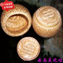 Vietnams new handmade bamboo double layer No. 5 small bamboo basket tea basket tea basket Puer tea packaging box