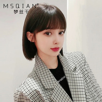 Wig Short hair female real human hair full real hair full headgear Comic bangs bobble natural medium long hair wig set