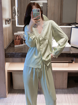 "Daily Gtra" spring and autumn bi with pure yu wind ~ ten thousand people grass ice silk lace v-neck suit