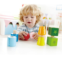 Hape Geometric Screw Sleeve Wooden Baby Early Teaching Intelligence 2 Year Olds Puzzle Toys Wooden Building Blocks Stack of Leaf
