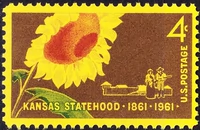 Соединенные Штаты в 1961 году от марки Канзас Столетний цветок растений 1 полный клей