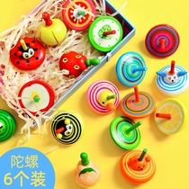 Wooden spinning small top toys new children's manual spinning boys and girls hand decompression creative nostalgia