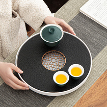 Round tea tray Household Wu Jinshi light luxury modern simple drain tray Kung Fu tea set Small stone tea table tray