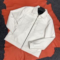 New autumn fur coat male short mens tailored casual jacket thin soft white bull skin business coat tide