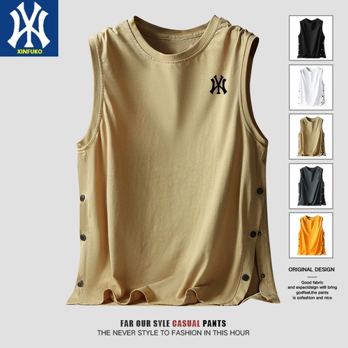 Летняя футболка без рукавов, мужской трендовый хлопковый спортивный баскетбольный жилет для спортзала