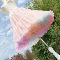 lolita rainbow skirt Lolita daily boneless soft yarn violence lengthened 55cm cloud cotton candy skirt