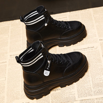 Non-grinding temperament short boots ~ Martin boots female plus velvet autumn and winter thick-bottomed Joker British wind Net red thin boots tide