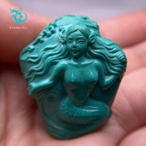 Non-optimized natural turquoise high porcelain blue mermaid carving parts pendant pendant handlebar accessories accessories