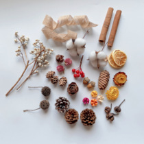 Dried flower forever flower diy handmade material package Christmas wreath accessories cotton pine needle decoration dried pine cones