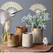 Pastoral Series Seaweed Flower Basket Hand Basket Dried Flower Gift Storage Storage Basket Hand Basket Home Decoration
