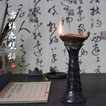 Song Dynasty ceramic ghee lamp Antique scrivener candle holder Chinese Classical Ceramic kerosene lamp Tea Ceremony retro ornaments