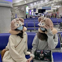 Christmas small gift plane hooded U-shaped pillow female nap pillow portable car strawberry bear star