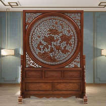 Dongyang wood carving Chinese antique flower blossoms rich solid wood seat screen camphor wood double-sided carved porch carved partition