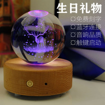 Crystal ball music box Dandelion Elk wooden music box Creative Birthday gift Valentines Day Tanabata send girls