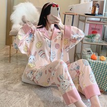 2021 new pajamas womens spring and autumn long-sleeved summer autumn and winter home clothes two-piece suit sexy new fashion