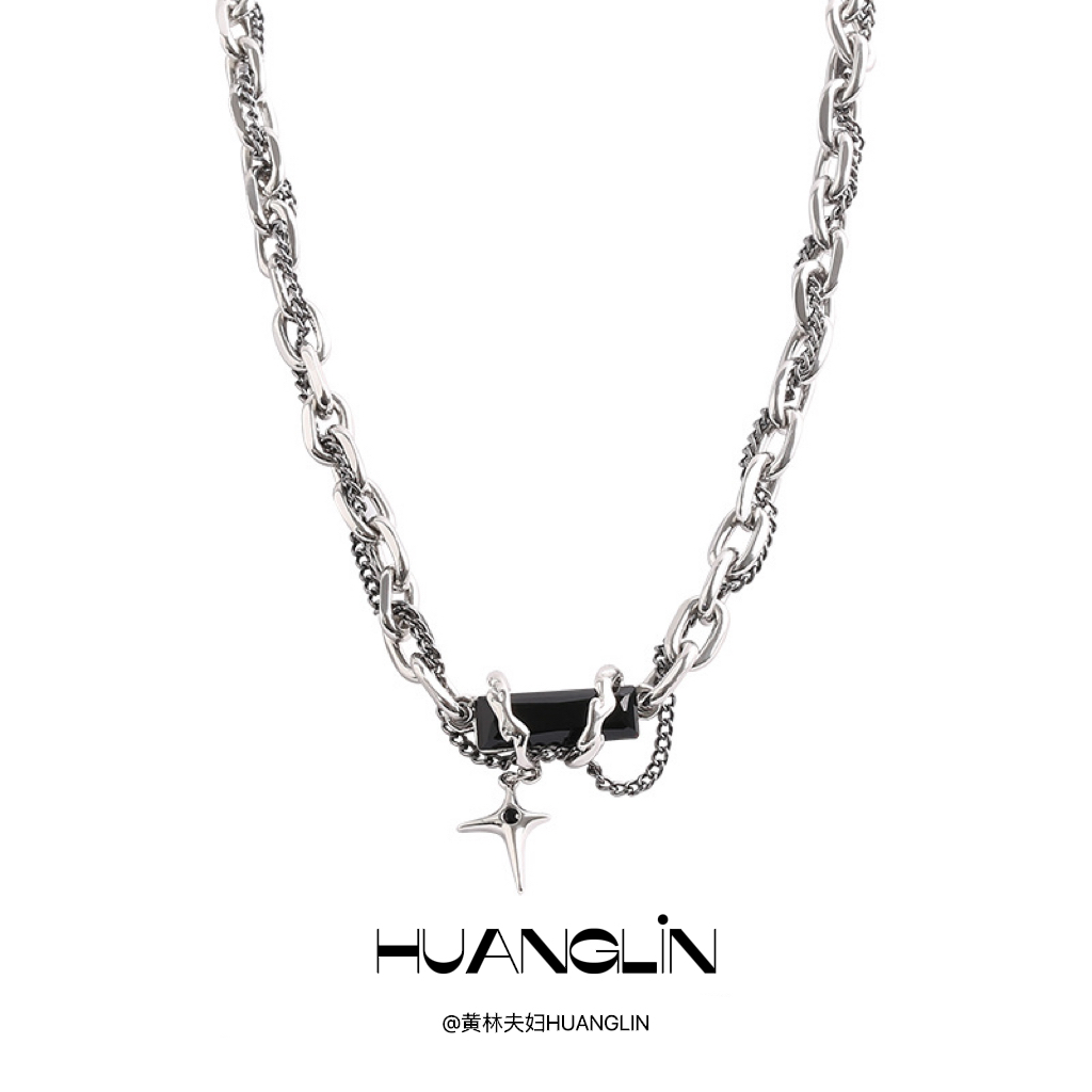 HUANGLIN Advanced Starlight Necklace for Men with a Small Design Sense, Trendy Brand Collar Chain for Women, Hip Hop Accessories for Men