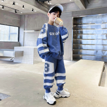 Childrens Spring Outfit 2022 Spring Autumn New Tide Net Red Fried Street Boy Clothes Suit Foreign Air Sweater Sportswear Big Boy
