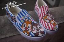 Reservation (Xiaoan hand-painted) (Squirrel Chictiti Red White and Blue Stripes) A lazy canvas shoe