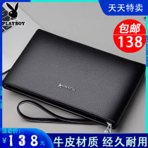 Floral Playboy envelope for men Bull Leather Business Hand Grip Bag Handbag Large Capacity Man Bag Tide Genuine Leather Handbag