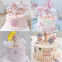Princess Bella net red girl decoration cake decoration baking pink little angel ballet girl birthday plug-in