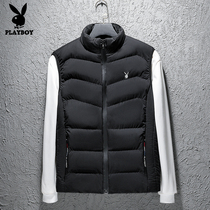 Playboy vest mens autumn and winter thickened warm sleeveless jacket cotton-padded clothing youth Joker shoulder short cotton coat tide