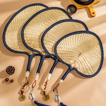 Old-fashioned Pu fan summer handmade grass woven hand fan Baby cool mosquito repellent fan Brown leaf fan portable portable men and women