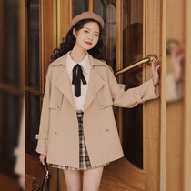 Ling Jiu 2022 Spring and Autumn Winter New French Trench Coat Womens Small Man Short English Casual Jacket