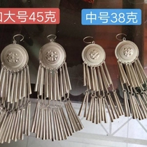 Liangshan Yi silver jewelry Yi handmade 99 sterling silver round moon earrings double row ears three row ears