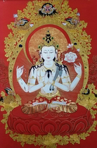 Hand-painted thangka custom special shot Regong Nepal background wall decoration painting dedicated to the Buddhist Hall entrance Zhaocai Town House
