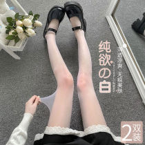 White stockings spring summer thin black silk socks white silk lolita sweet jk socks girl punching pants