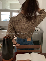 about nice South Korea this issue recommends Brown series self-retaining small plaid with shirt