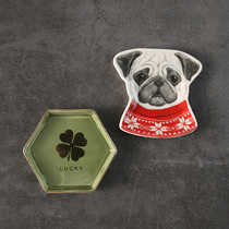 European style ins style jewelry jewelry plate four leaf clover ceramic ring bracelet storage plate desktop decoration ornaments