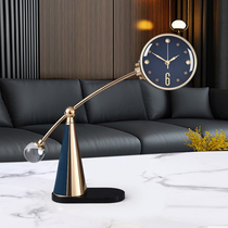 Modern creative light luxury alloy leather clock personality fashion clock ornaments living room home simple desktop clock