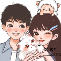 Hand-painted Avatar custom couple married soft cute Q version of animation Cartoon WeChat Avatar appointment design love first generation painting