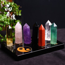 Colorful natural crystal seven-star array colorful crystal column top beam transport column home ornaments Meditation meditation