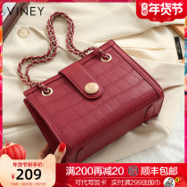 Viney bag 2021 New crossbody womens bag leather Red Wedding bride large capacity portable shoulder wedding bag