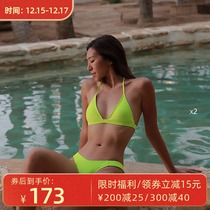 PL European and American INS Wind three-point bikini neck sexy lace-up beach hot spring gathering high Fork split swimsuit