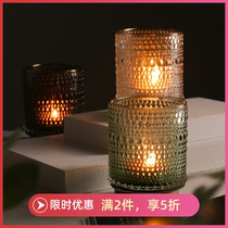 Leakage) Nordic minimalist desktop decoration metal base Candlestick creative glass ornaments atmosphere arrangement props